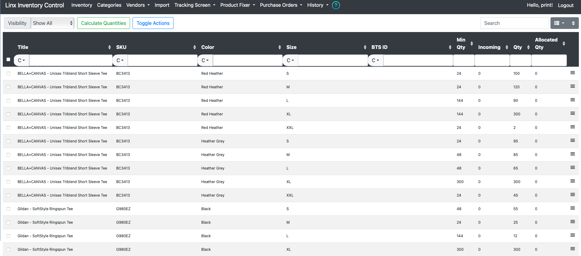 linx control suite inventory